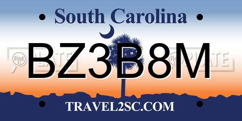 BZ3B8M South Carolina License Plate