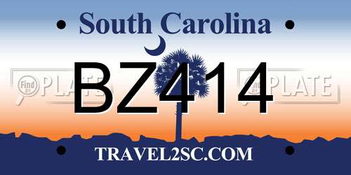 BZ414 South Carolina License Plate