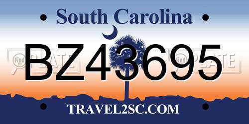 BZ43695 South Carolina License Plate