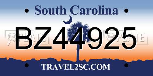 BZ44925 South Carolina License Plate