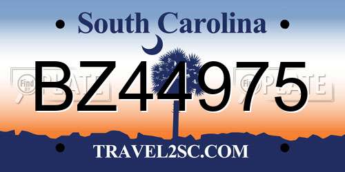 BZ44975 South Carolina License Plate
