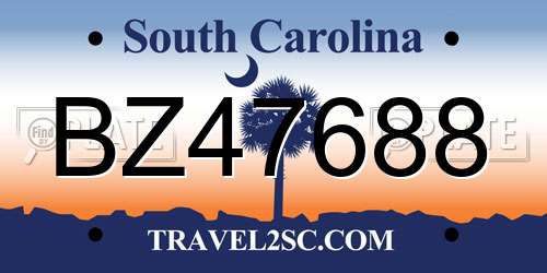 BZ47688 South Carolina License Plate