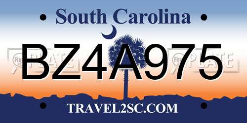 BZ4A975 South Carolina License Plate