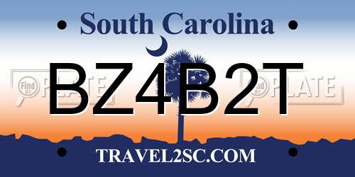 BZ4B2T South Carolina License Plate