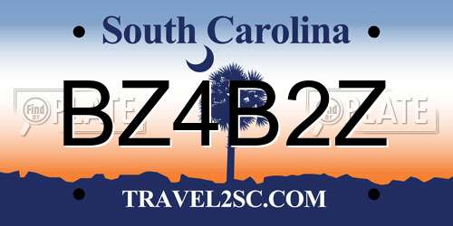 BZ4B2Z South Carolina License Plate