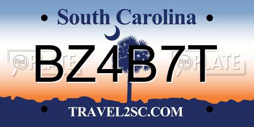 BZ4B7T South Carolina License Plate