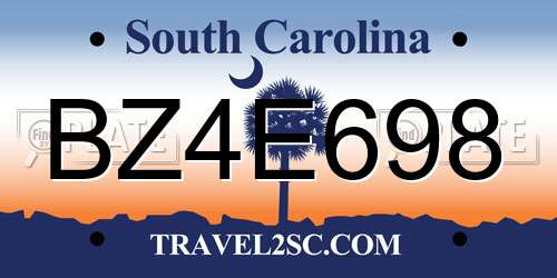 BZ4E698 South Carolina License Plate