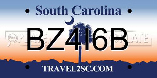 BZ4I6B South Carolina License Plate