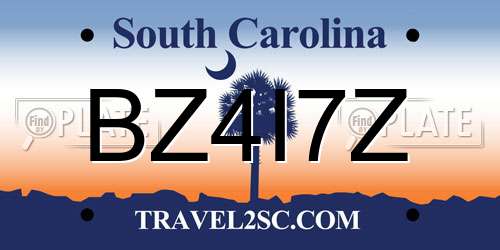 BZ4I7Z South Carolina License Plate