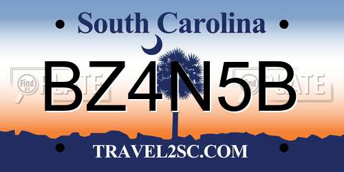 BZ4N5B South Carolina License Plate