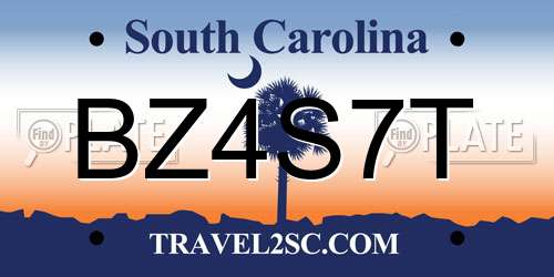 BZ4S7T South Carolina License Plate