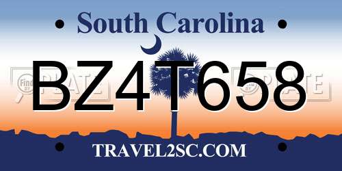 BZ4T658 South Carolina License Plate