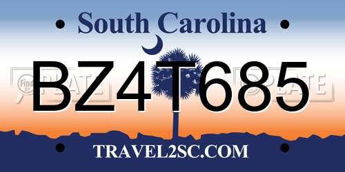 BZ4T685 South Carolina License Plate