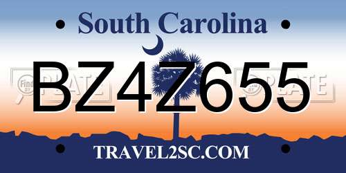BZ4Z655 South Carolina License Plate