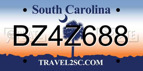 BZ4Z688 South Carolina License Plate