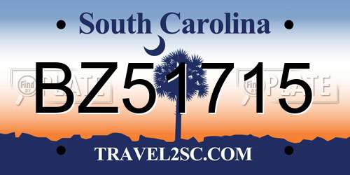 BZ51715 South Carolina License Plate