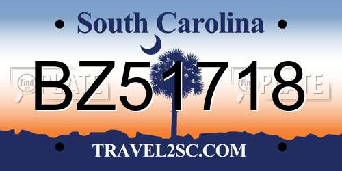 BZ51718 South Carolina License Plate