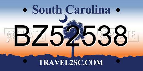 BZ52538 South Carolina License Plate