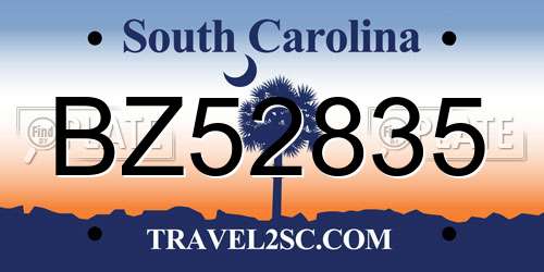 BZ52835 South Carolina License Plate