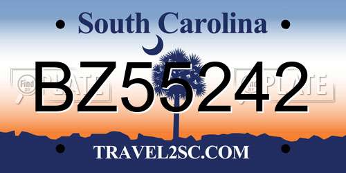 BZ55242 South Carolina License Plate