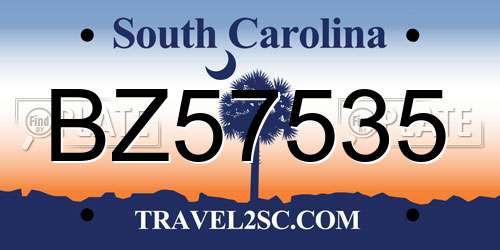 BZ57535 South Carolina License Plate