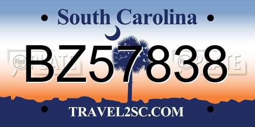 BZ57838 South Carolina License Plate