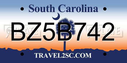 BZ5B742 South Carolina License Plate