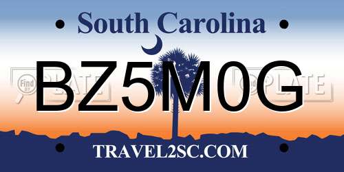 BZ5M0G South Carolina License Plate