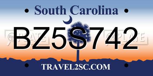 BZ5S742 South Carolina License Plate
