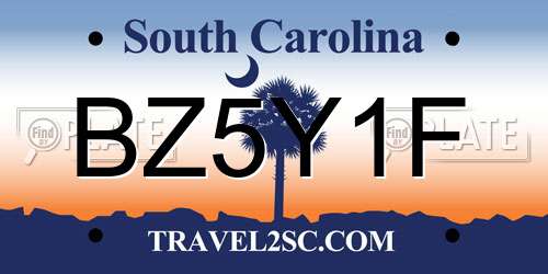 BZ5Y1F South Carolina License Plate