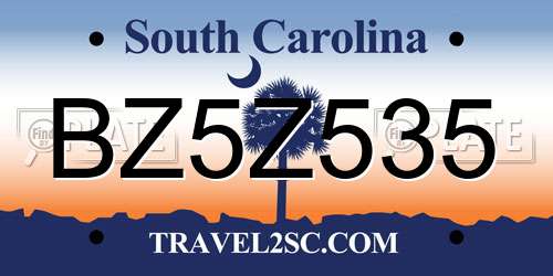 BZ5Z535 South Carolina License Plate