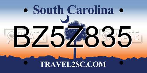 BZ5Z835 South Carolina License Plate