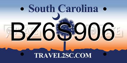 BZ6S906 South Carolina License Plate
