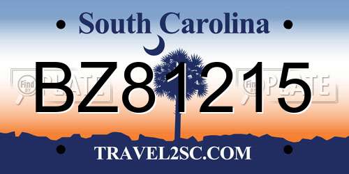 BZ81215 South Carolina License Plate