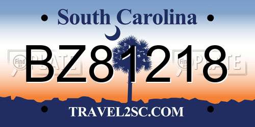 BZ81218 South Carolina License Plate
