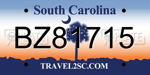 BZ81715 South Carolina License Plate