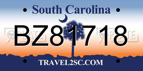 BZ81718 South Carolina License Plate
