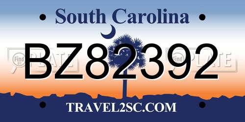 BZ82392 South Carolina License Plate
