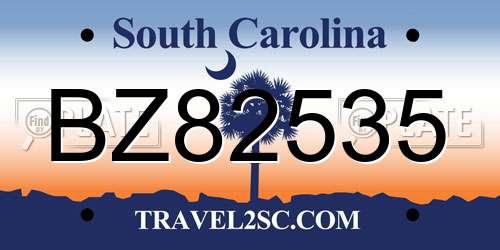 BZ82535 South Carolina License Plate