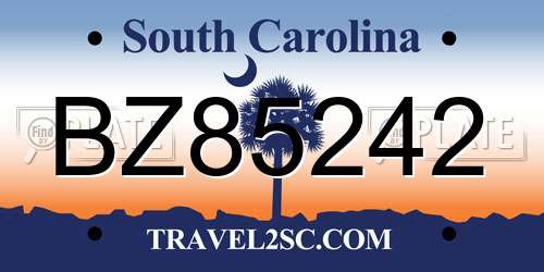 BZ85242 South Carolina License Plate