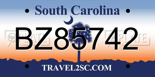 BZ85742 South Carolina License Plate