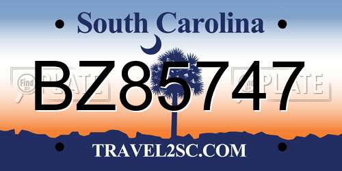 BZ85747 South Carolina License Plate