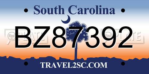 BZ87392 South Carolina License Plate