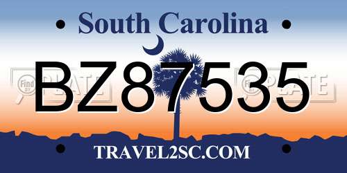 BZ87535 South Carolina License Plate
