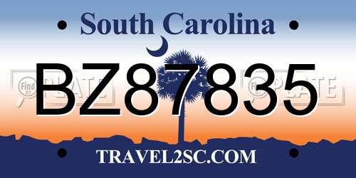 BZ87835 South Carolina License Plate