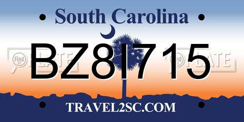 BZ8I715 South Carolina License Plate