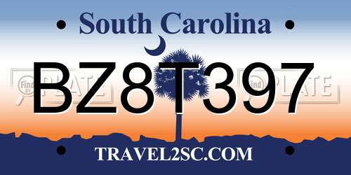 BZ8T397 South Carolina License Plate