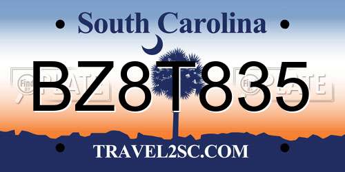BZ8T835 South Carolina License Plate