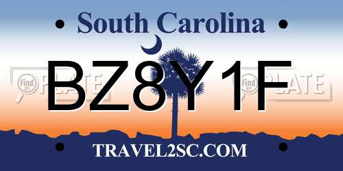 BZ8Y1F South Carolina License Plate