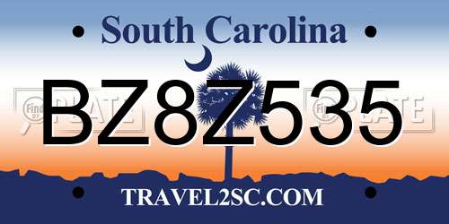BZ8Z535 South Carolina License Plate